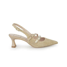 Carica l'immagine nel visualizzatore di Gallery, LUIS ANNE CHANEL MARY JANE SLINGBACK KITTEN HEEL IN TESSUTO NUDE MULTI