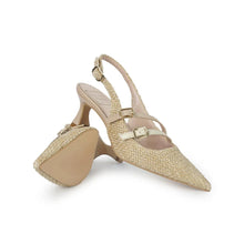 Carica l'immagine nel visualizzatore di Gallery, LUIS ANNE CHANEL MARY JANE SLINGBACK KITTEN HEEL IN TESSUTO NUDE MULTI